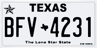 TX license plate BFV4231