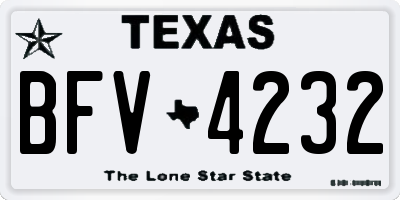 TX license plate BFV4232