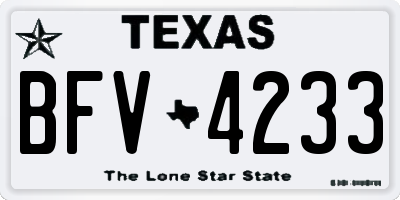 TX license plate BFV4233