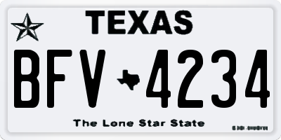 TX license plate BFV4234