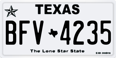 TX license plate BFV4235