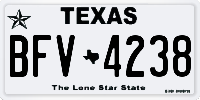 TX license plate BFV4238