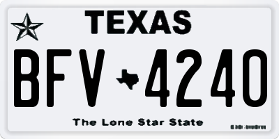 TX license plate BFV4240