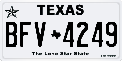 TX license plate BFV4249