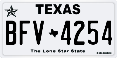 TX license plate BFV4254