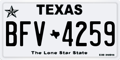 TX license plate BFV4259