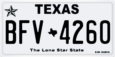 TX license plate BFV4260