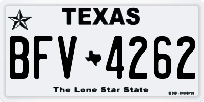 TX license plate BFV4262