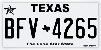 TX license plate BFV4265