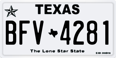 TX license plate BFV4281