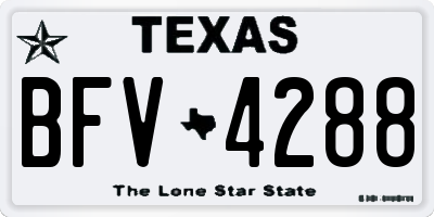 TX license plate BFV4288