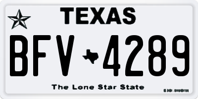 TX license plate BFV4289
