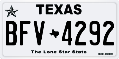 TX license plate BFV4292