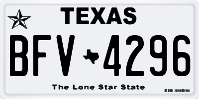 TX license plate BFV4296