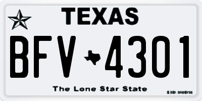 TX license plate BFV4301