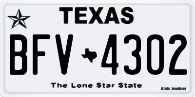 TX license plate BFV4302