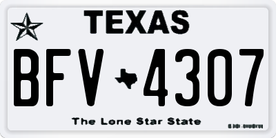 TX license plate BFV4307