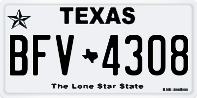 TX license plate BFV4308