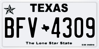 TX license plate BFV4309