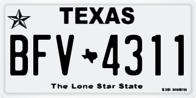 TX license plate BFV4311