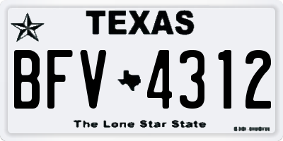 TX license plate BFV4312