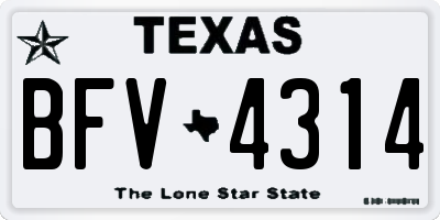 TX license plate BFV4314