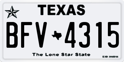 TX license plate BFV4315