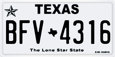 TX license plate BFV4316