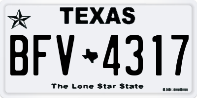 TX license plate BFV4317