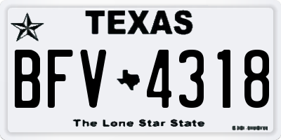 TX license plate BFV4318