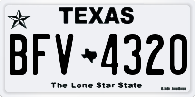 TX license plate BFV4320