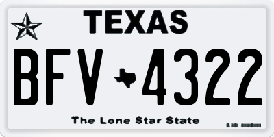 TX license plate BFV4322