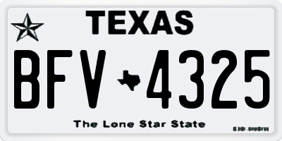 TX license plate BFV4325