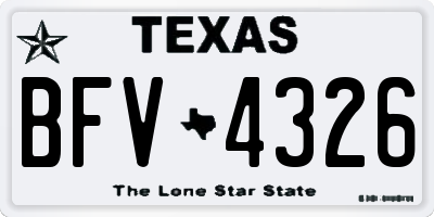 TX license plate BFV4326