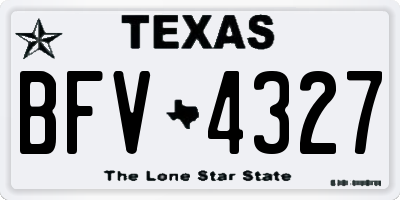 TX license plate BFV4327
