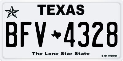 TX license plate BFV4328
