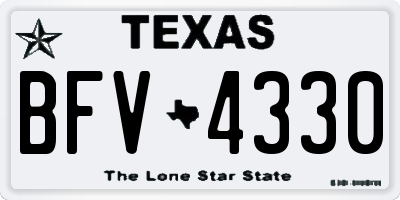 TX license plate BFV4330