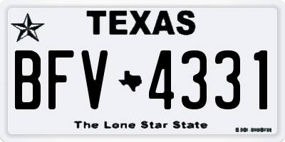 TX license plate BFV4331