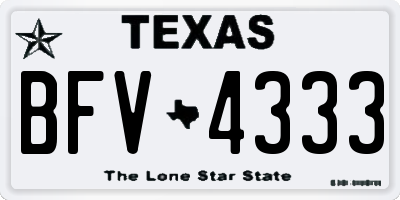 TX license plate BFV4333