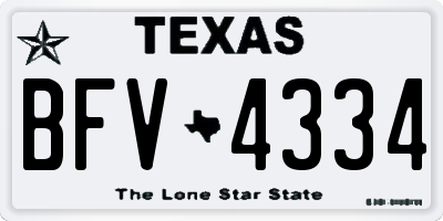 TX license plate BFV4334