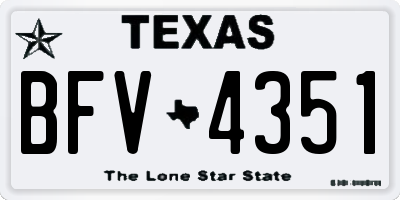 TX license plate BFV4351