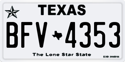 TX license plate BFV4353