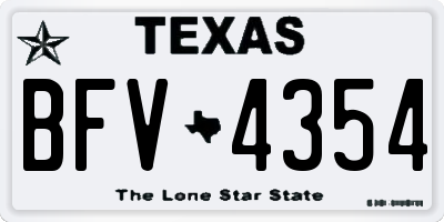 TX license plate BFV4354