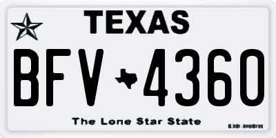 TX license plate BFV4360