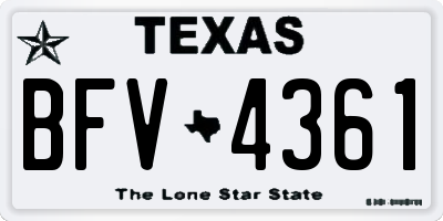 TX license plate BFV4361
