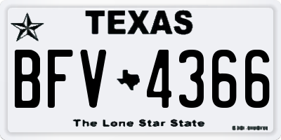 TX license plate BFV4366