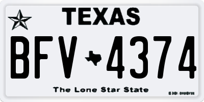 TX license plate BFV4374