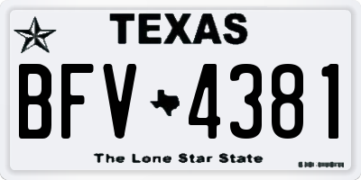 TX license plate BFV4381