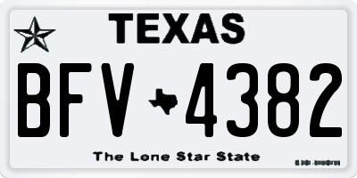TX license plate BFV4382