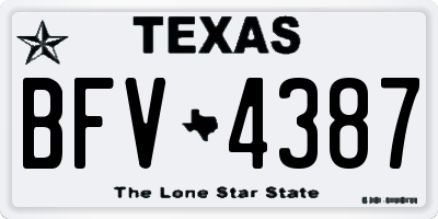 TX license plate BFV4387